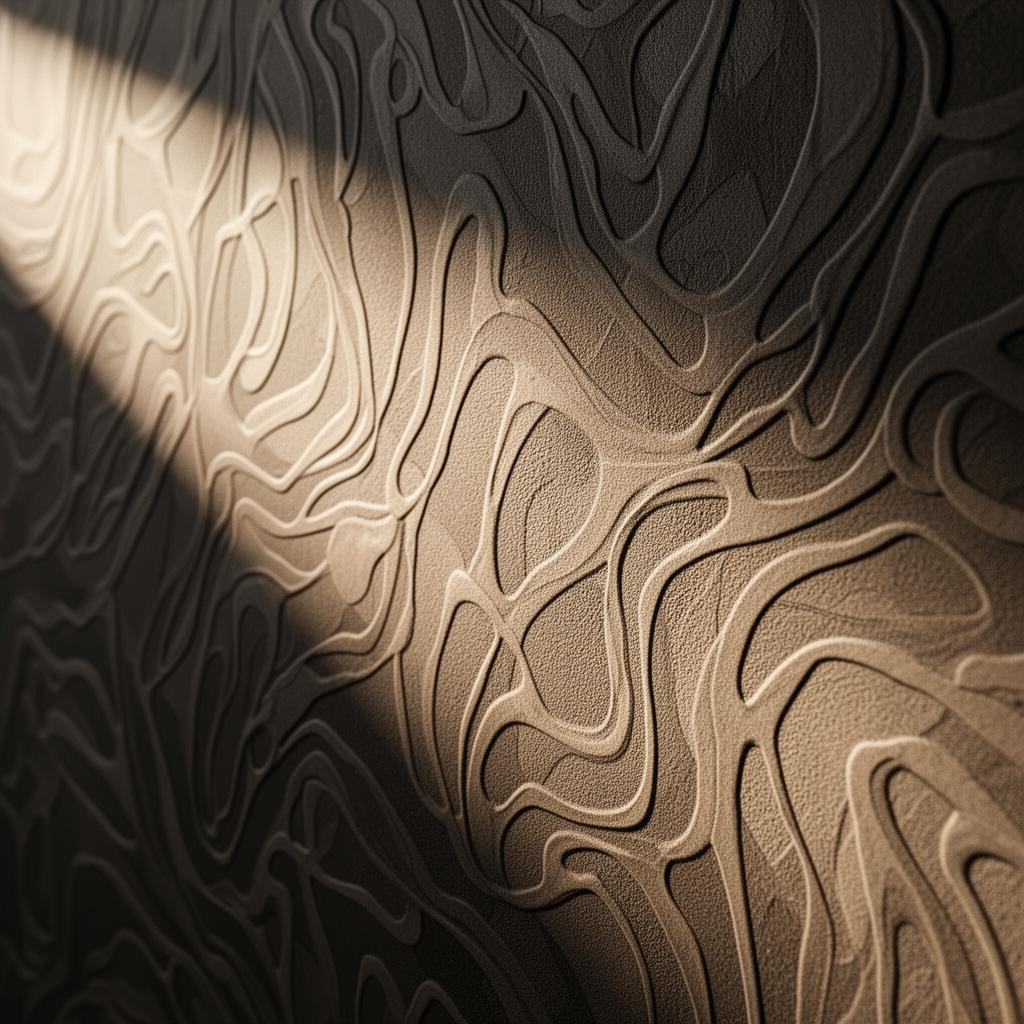 Mur en relief 3D embossé, signature de l'atelier Relief Print
